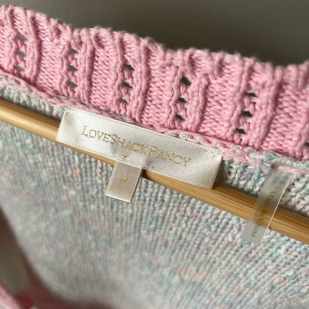 Love Shack Fancy cropped knit cardigan in rose - Picture 6 of 8